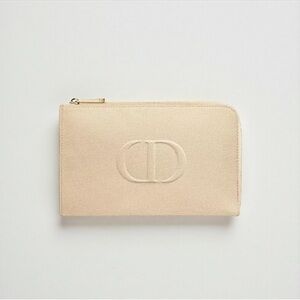 Christian Dior Canvas Cosmetic Travel Pouch Bag in Beige